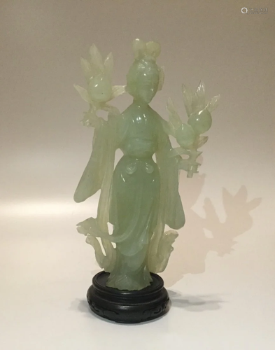 Vintage Chinese Carved Jade Lady Figurine statue