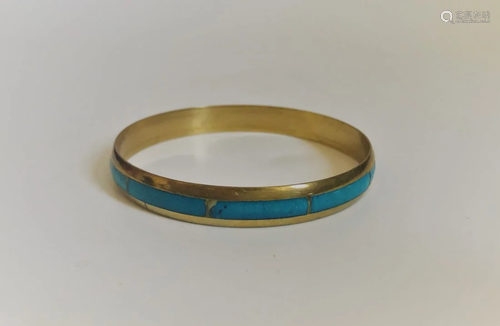 Vintage Chinese Export cloisonne gilt bangle bracelet