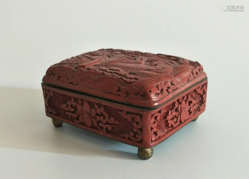 Chinese Carved Cinnabar Box