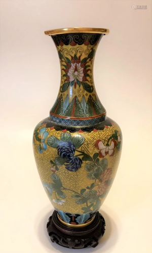 Qing dynasty Chinese Cloisonne yellow vase