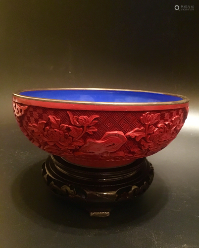 Chinese republic cinnabar bowl