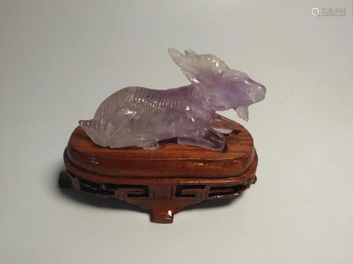 Chinese carving natural quatz crystal Goat