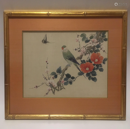 CHINESE HAND PAINTING ON SILK BIRD FLO…