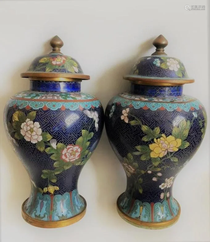 Qing dynasty antique china cloinsonne pair jars