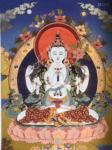 Tibetan Thangka painting white buddha