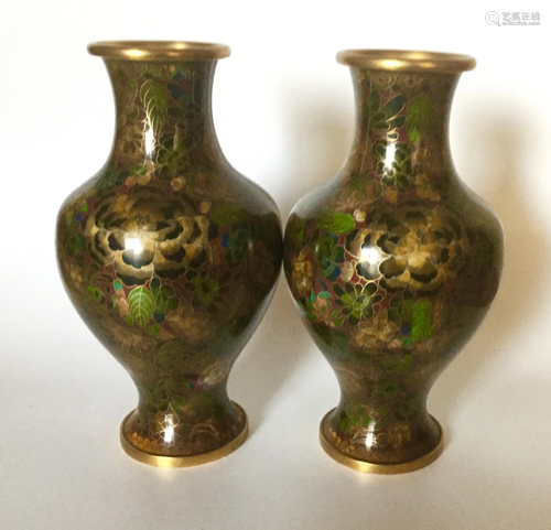 Pair Of Chinese Cloisonne Vases