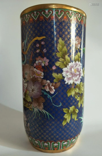 Chinese Large Blue Cloisonne pot