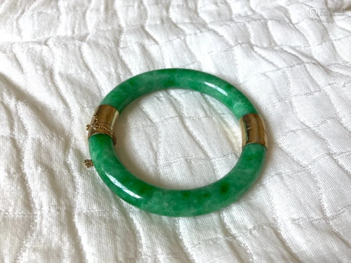 VT14k Gold Bracelet Carving Jade Jadeite Bangle …