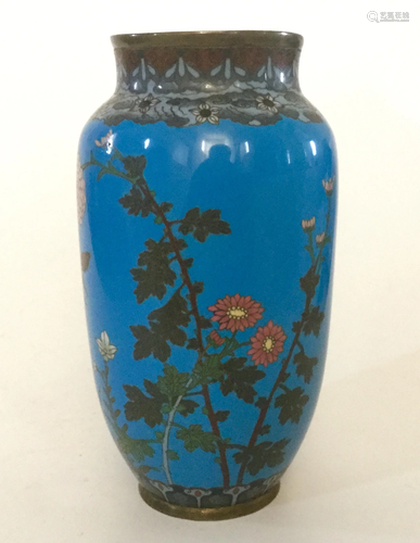 19th Blue Cloisonne Vase