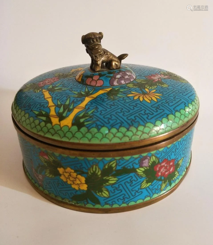 19th Chinese Large Blue Cloisonne jar