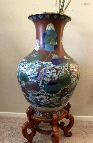 Super Large 18th Qing dynasty Chinese Cloisonne vase