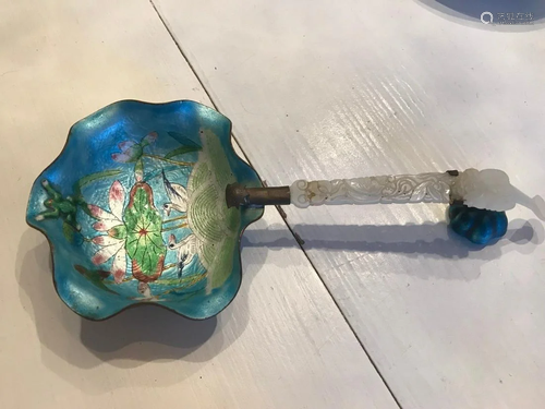 Antique Chinese Enameled Ladle with a Intrica…