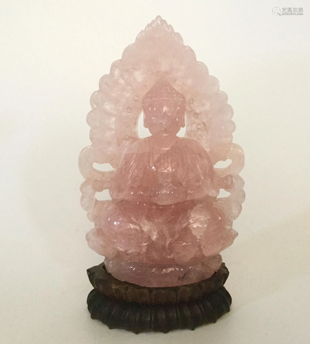 1960â€™ Chinese Carved rose quartz Budda fi…