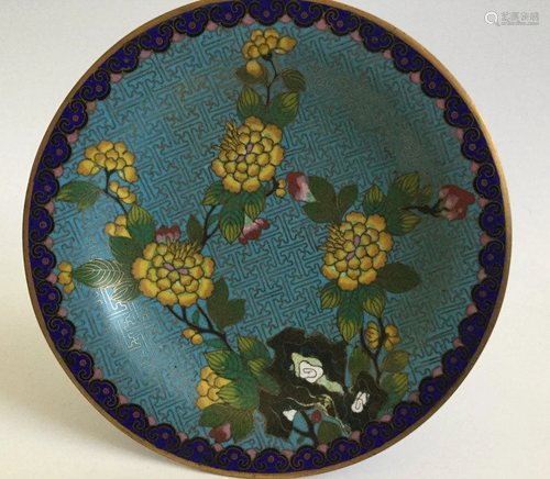 Chinese late Qing cloisonne tray with Mark Lao …