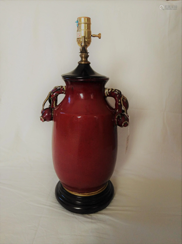 Chinese red procelain vase lamp