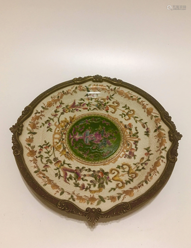 Antique Chinese Export Porcelain Famille Rose Plate & 3