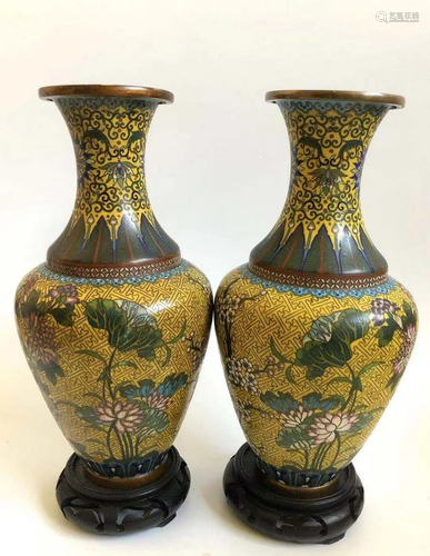 antique Pair of Cloisonne vase