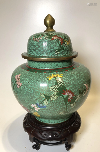 19th Chinese Cloisonne Vase / Jar with Lid