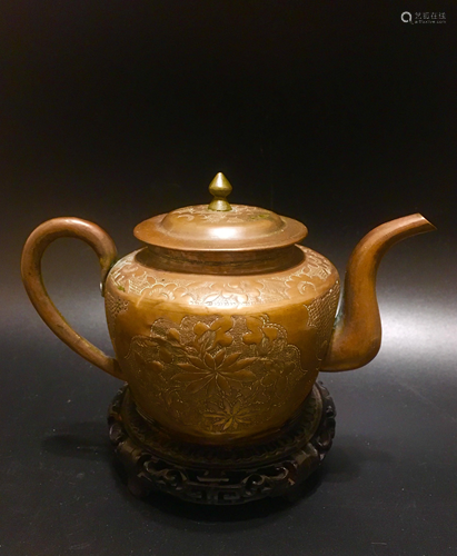 19th very fine chinese copper teapot