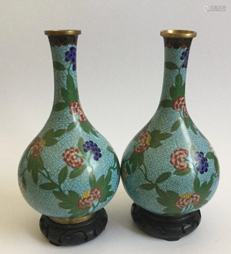 19th pair antique chinese Cloisonne Vases