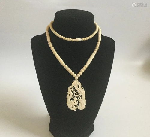 Vintage Chinese high quality Carved pendant neckl…