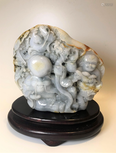 Chinese Jade Jadeite Carving figure statue