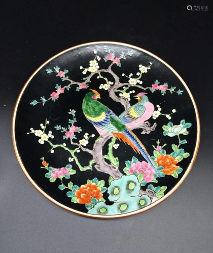 1920' Chinese Blk Antique Porcelain Plate