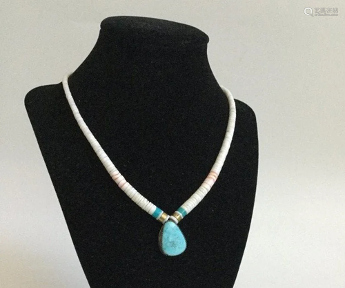 1960th Mexico Turquoise and nature coral necklace