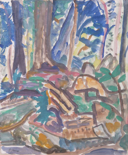 Evie Hone HRHA (1894-1955)In the Woods at MarleyWatercolour, 38 x 32cm (15 x 12½'')SignedProvenance: