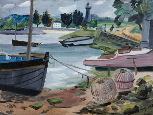 Norah McGuinness HRHA (1901-1980)Lobster Pots, Brittany Oil on canvas, 45 x 60cm (17¾ x 23½'')