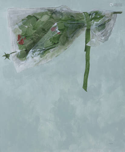 Terence P. Flanagan PRUA RHA (1929-2011)Red Roses Wrapped UpOil on board, 75 x 62.5cm (29½ x 24½'')