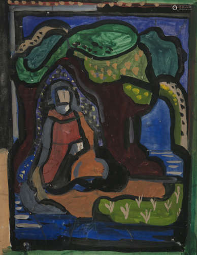 Evie Hone HRHA (1894-1955)The Garden at Gethsemane Gouache, 29 x 24cm (11½ x 9½'')Provenance: From