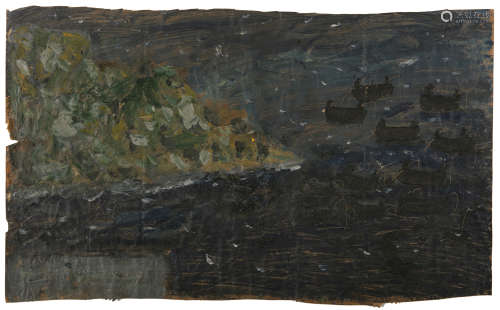 James Dixon (1887-1970)Padde Curragh Fishing on Camus More BayOil on paper, 41 x 66cm (16 x 22'')
