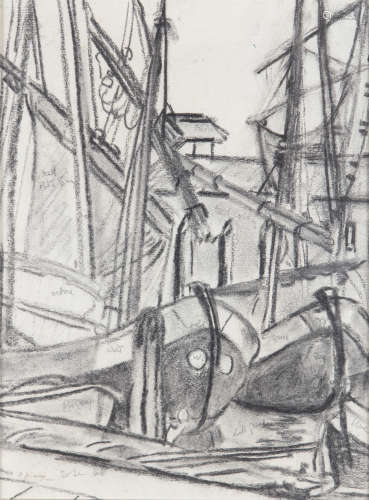 Grace Henry HRHA (1868-1953)Boats in the Harbour, MouseholeCharcoal, 33 x 23.5cm (13 x 9¼'')