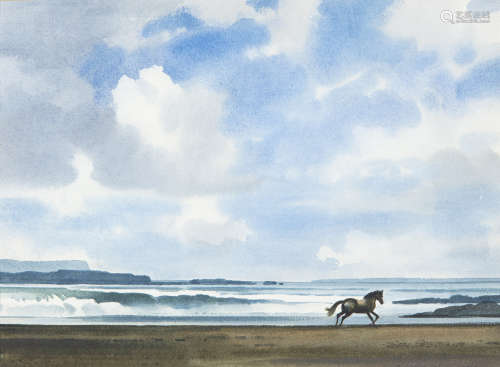 John Skelton (1923-1999) Sea Horse, Quilty, Co. Clare Watercolour, 29.5 x 39.5cm (11½ x 15½'')Signed