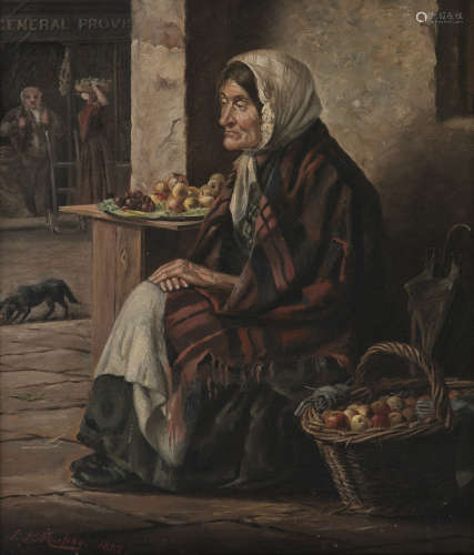 Samuel John Murphy (1851-c.1920)The Fruit SellerOil on canvas laid on panel, 35.5 x 30.5cm (14 x