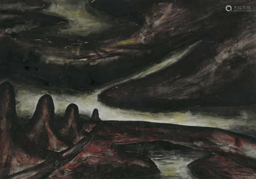 Patrick Pye RHA (1929-2018)Dark LandscapeWatercolour, 23 x 33.5cm (9 x 13¼'')Signed and dated