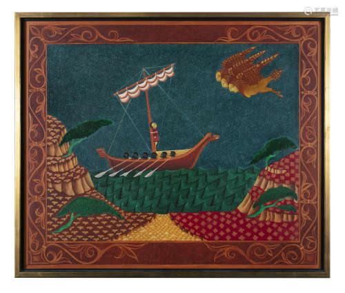 Barry Castle (1935-2006)Odysseus and the SirensOil on board, 58.3 x 71cm (22¾ x 28'')Signed with