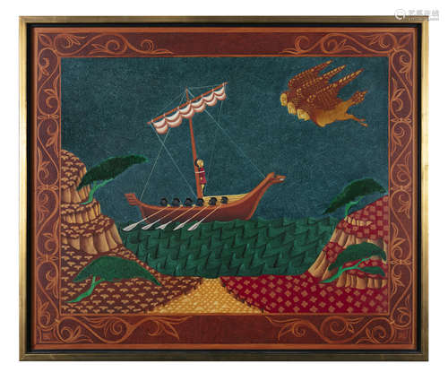 Barry Castle (1935-2006)Odysseus and the SirensOil on board, 58.3 x 71cm (22¾ x 28'')Signed with