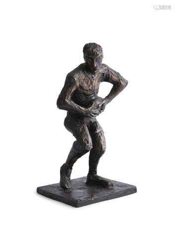 John Behan RHA (b.1938)Rugby player - A Charge for the LineBronze, 18.5 x 20 x 41cm high (7 x 7½ x