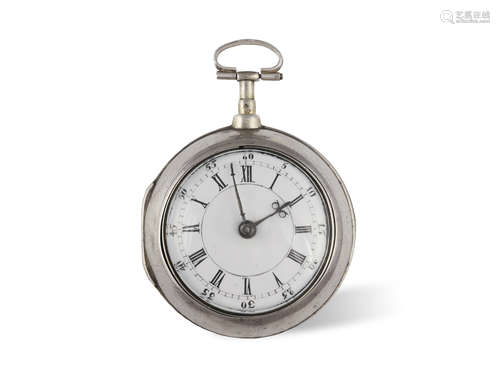 AN EARLY 19TH CENTURY SILVER PEAR CASTED POCKET WATCH, by William Harris of Chippenham of circular