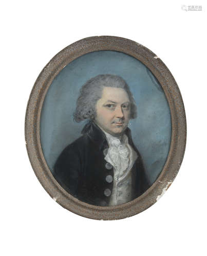 GEORGE LAWRENCE (FL. 1774-1802) Portrait of a gentleman, half length Pastel, 34 x29cm Oval, signed