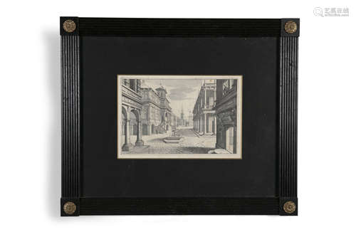 A COLLECTION OF SIX ARCHITECTURAL LIBRARY PRINTS, 18th century, in regency style reeded frames