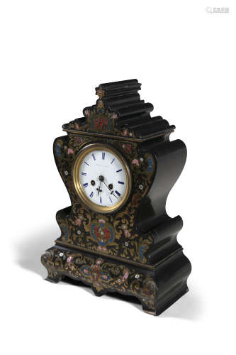 A FRENCH EBONISED AND CUT BRASS MANTLE CLOCK, 19th century, by Valery, Paris, having cartouche