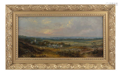 WILLIAM MCEVOY RHA (fl.1858-1880) View of Dublin Bay from the Dublin Mountains Oil on canvas, 21 x