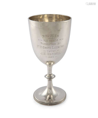 A PLAIN SILVER GOBLET, London 1903, mark of Gibson & Co. Ltd, on a knopped stem and circular foot