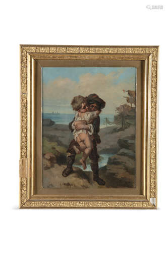 CONTINENTAL SCHOOL (19TH CENTURY) The rescued child Oil on canvas, 32 x 25cm; Together with