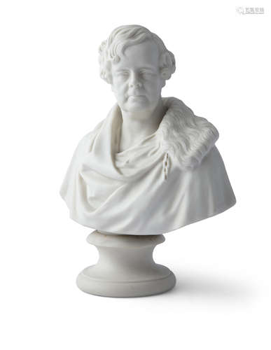 AFTER J.E. JONES A Copeland Parian bust of Daniel O'Connell, on a circular socle base, inscribed