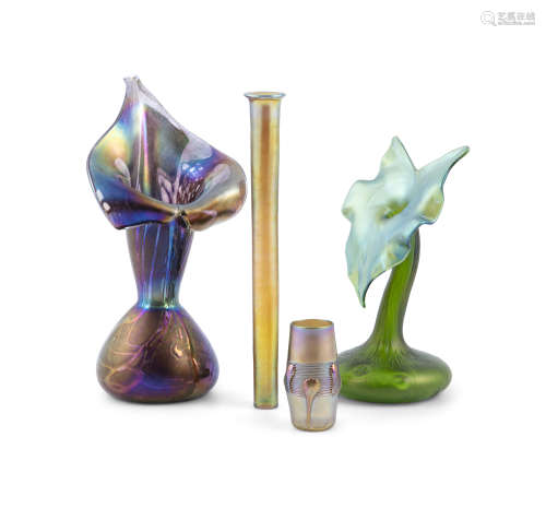 A CONTEMPORARY 'JACK IN THE PULPIT' VASE, 20th century, of iridescent colour, signed and dated '