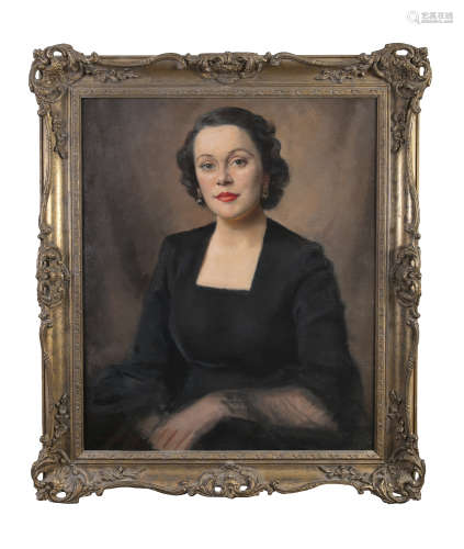 HILDA ROBERTS HRHA (1901-1982) Portrait of Enda McGee, Half-Length Oil on canvas, 77 x 64cm Signed